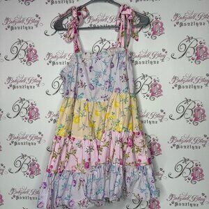 Love shack fancy dress tiered pastel floral ruffle frilly tie up straps cute